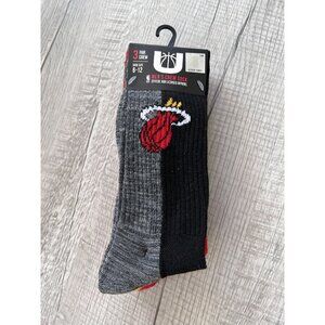 Miami Heat Basketball 3 Pair Crew Socks-Mens 3 PACK NEW /w Tags 6-12 19.99 MSRP
